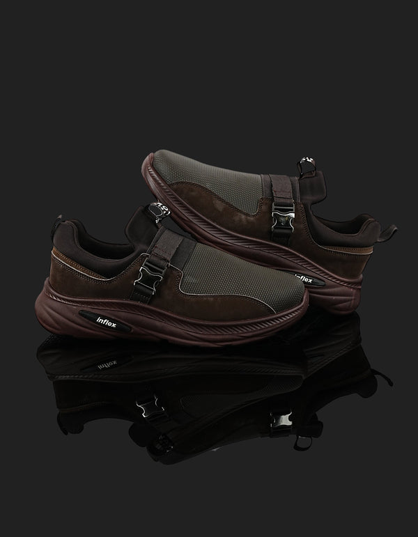 K-812 Coffee Brown Slip-On Sports Shoes